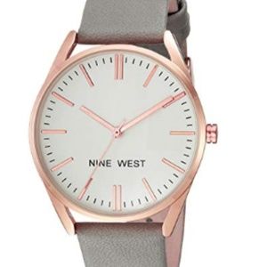 Nine West Rose Goldtone and Grey Strap Watch